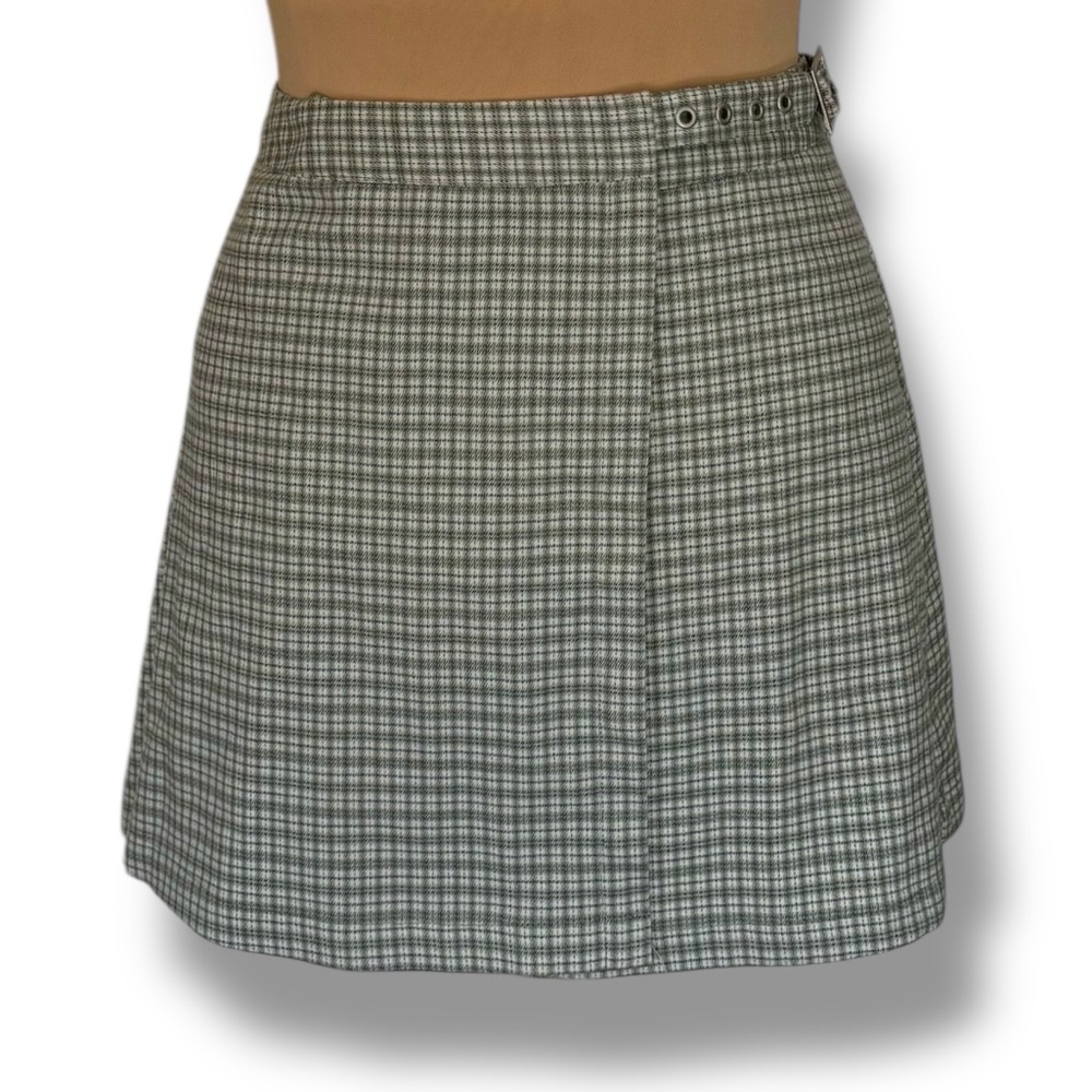 Brandy Melville Sage Checkered Mini Skirt